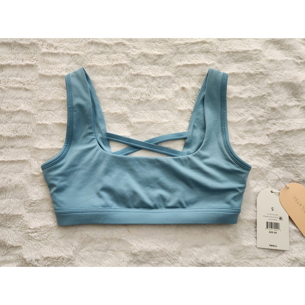 Blogilates Criss Cross Sports‎ Bra Cameo Blue Womens Small NWT